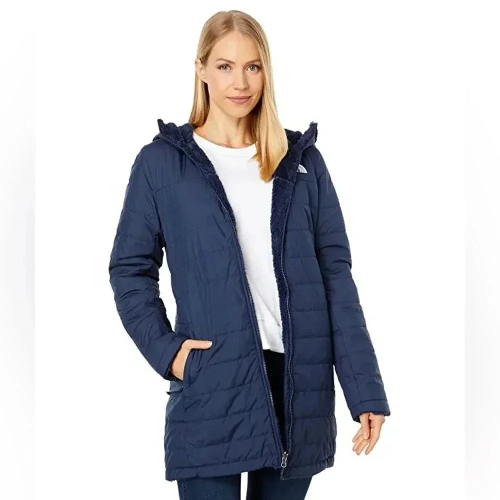The North Face Women's Mossbud Reversible Fleece Parka - Summit Navy XS NWT